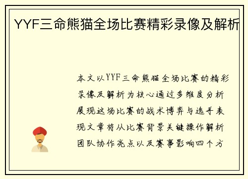 YYF三命熊猫全场比赛精彩录像及解析